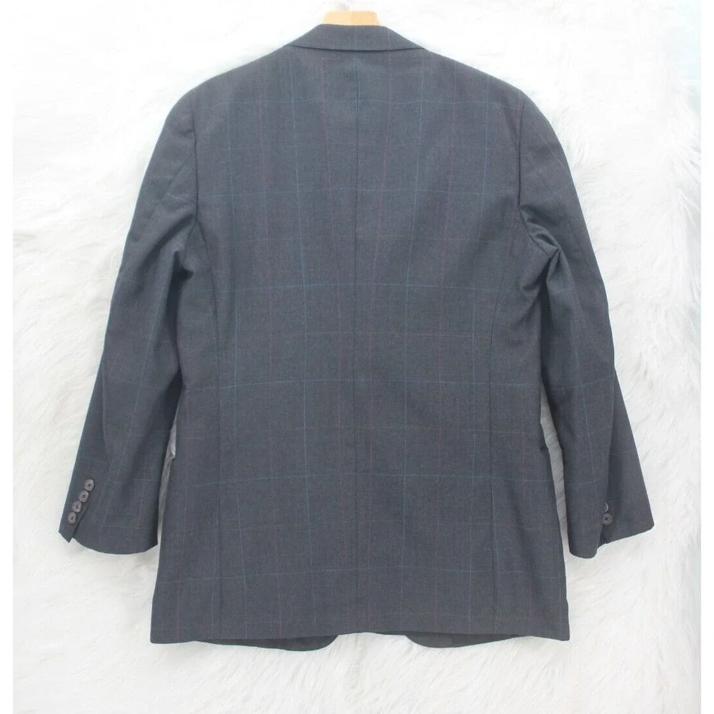 Polo University Club Blazer 40R Gray Windowpane Ralph Lauren Logo USA Sport Coat
